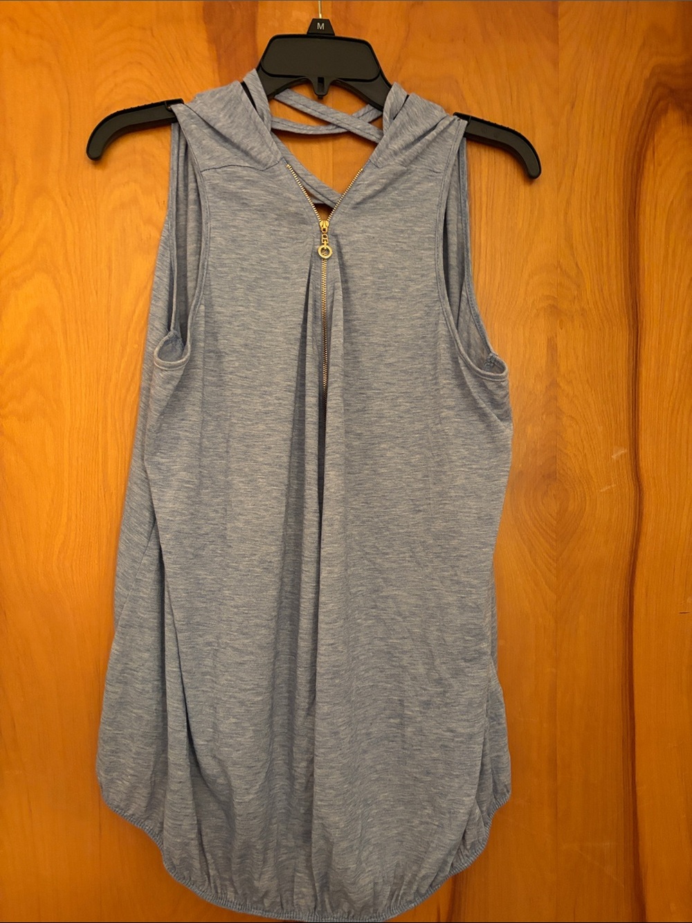 Perseption Heathered Light Blue Sleeveless Tank with Zip